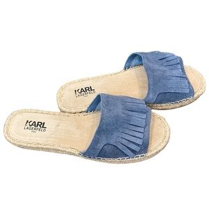 NWOT Karl Lagerfeld Blue Fringe Sandals Size 10